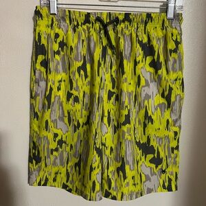 SPYDER Abstract Camo Print Drawstring Pockets Swim Trunks Yellow Grey Boy's‎ XL